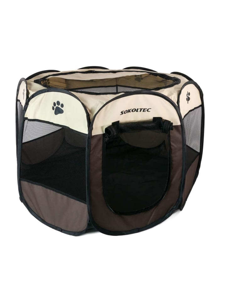 Intirilife Laufstall für Haustiere 77 x 58 cm in Braun mit Pfoten günstig kaufen onesize