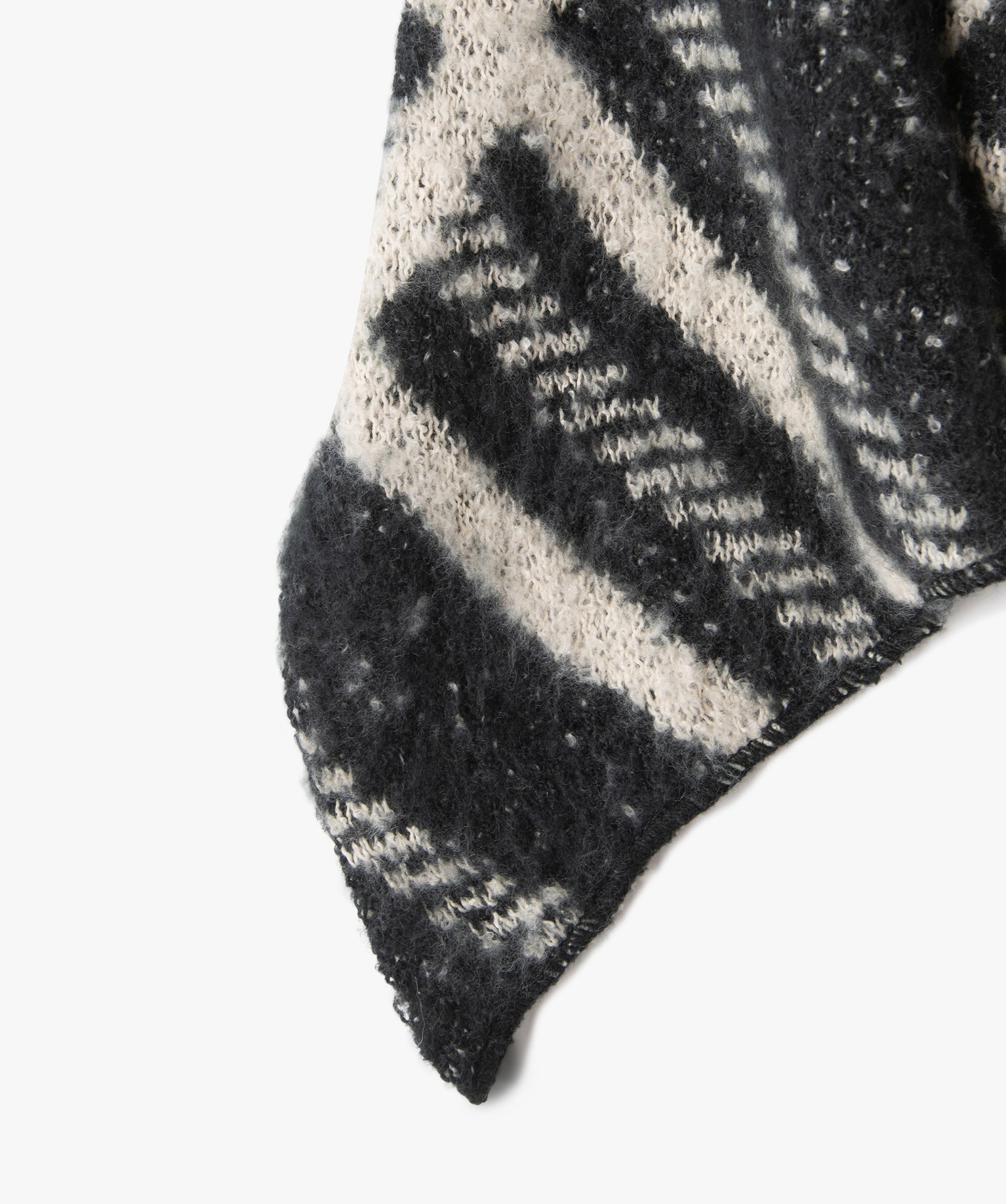 Echarpe femme large en maille jacquard bicolore noir | GEMO
