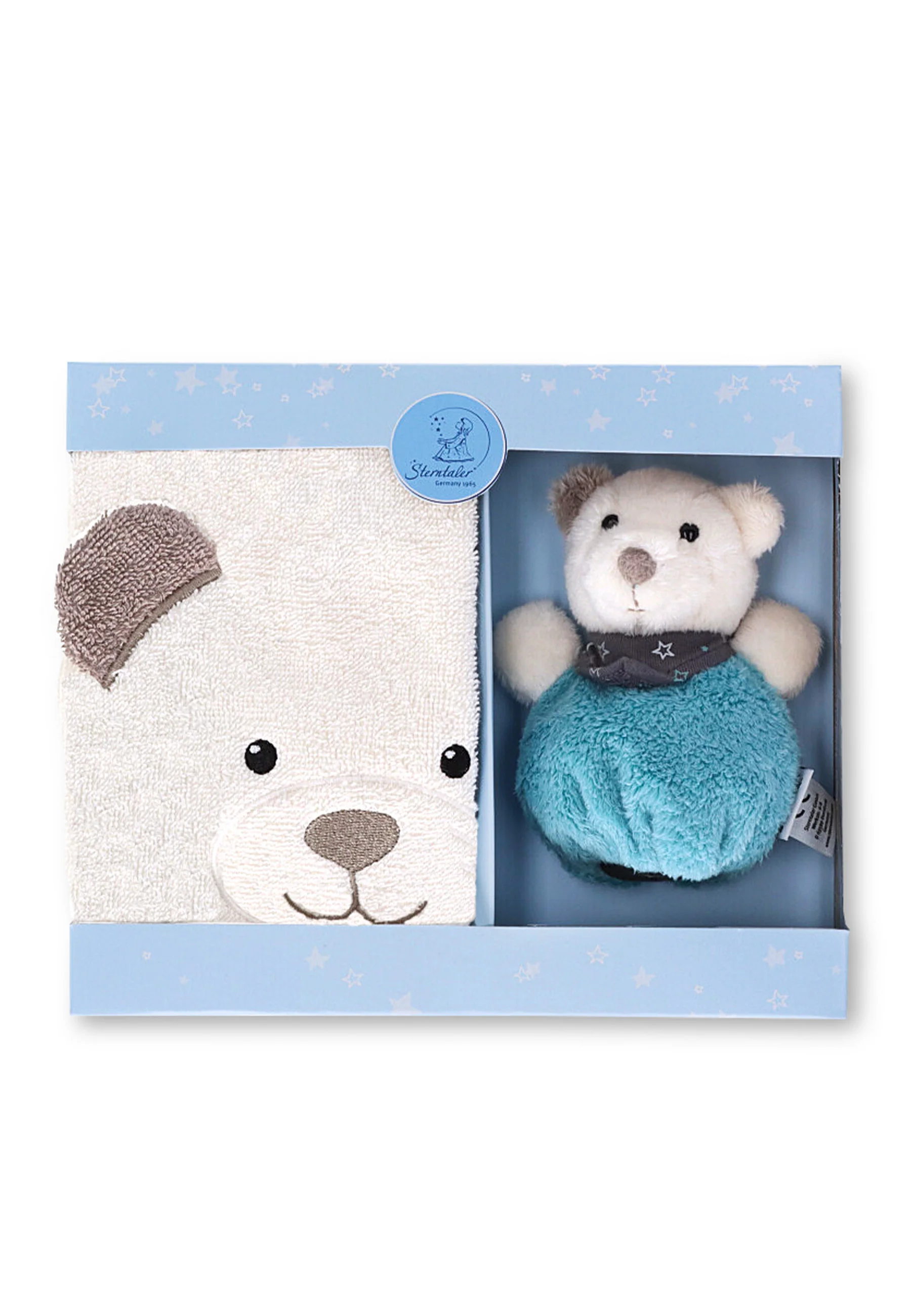 Geschenk-Set Eisbär Elia in Ecru und Türkis