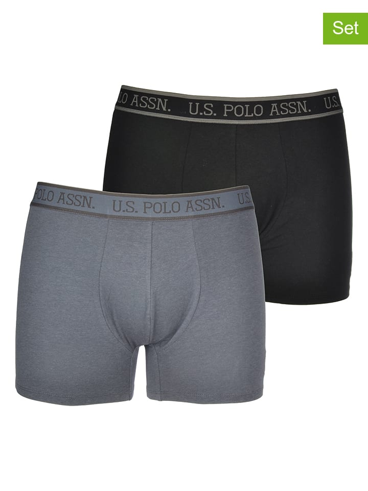 U.S. Polo Assn. 2er-Set: Boxershorts in Schwarz/ Grau günstig kaufen