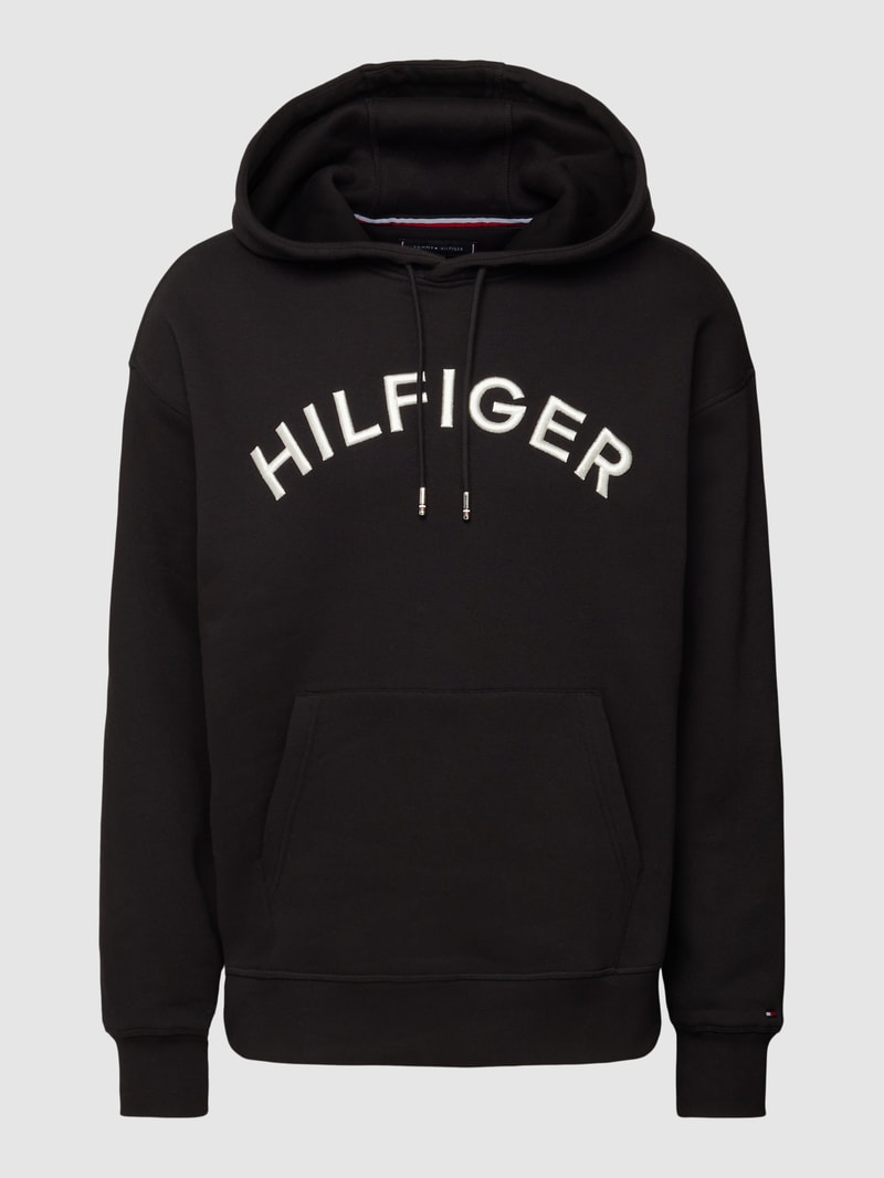 Hoodie mit Label-Stitching Modell 'ARCHED HOODY' in schwarz