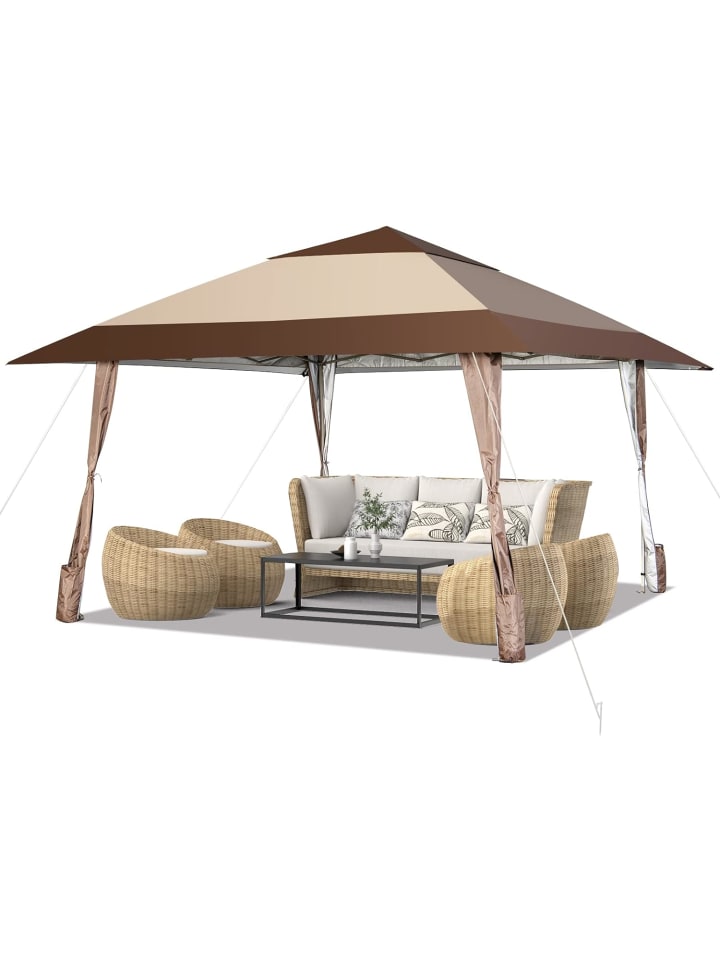 COSTWAY 4x4m Faltpavillon in Braun günstig kaufen onesize