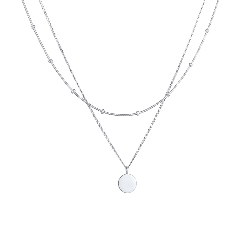 Elli Elli Collier Pendentif femme plaque de base 2 couches en argent 925 sterling collier
