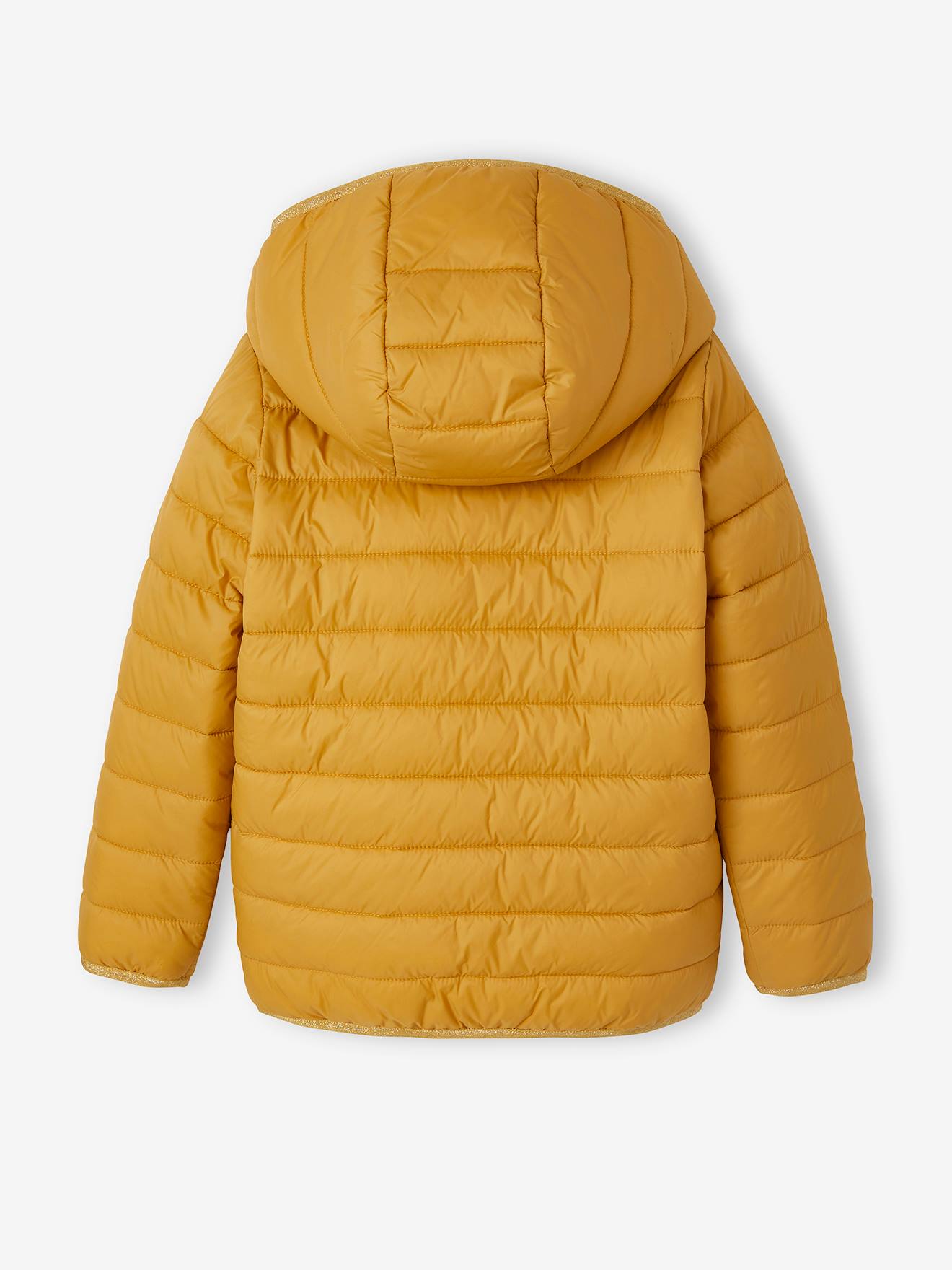 Doudoune à capuche légère réversible fille anthracite imprimé