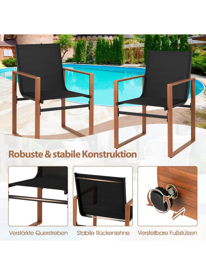 COSTWAY 2er Set Gartenstühle in Schwarz günstig kaufen onesize