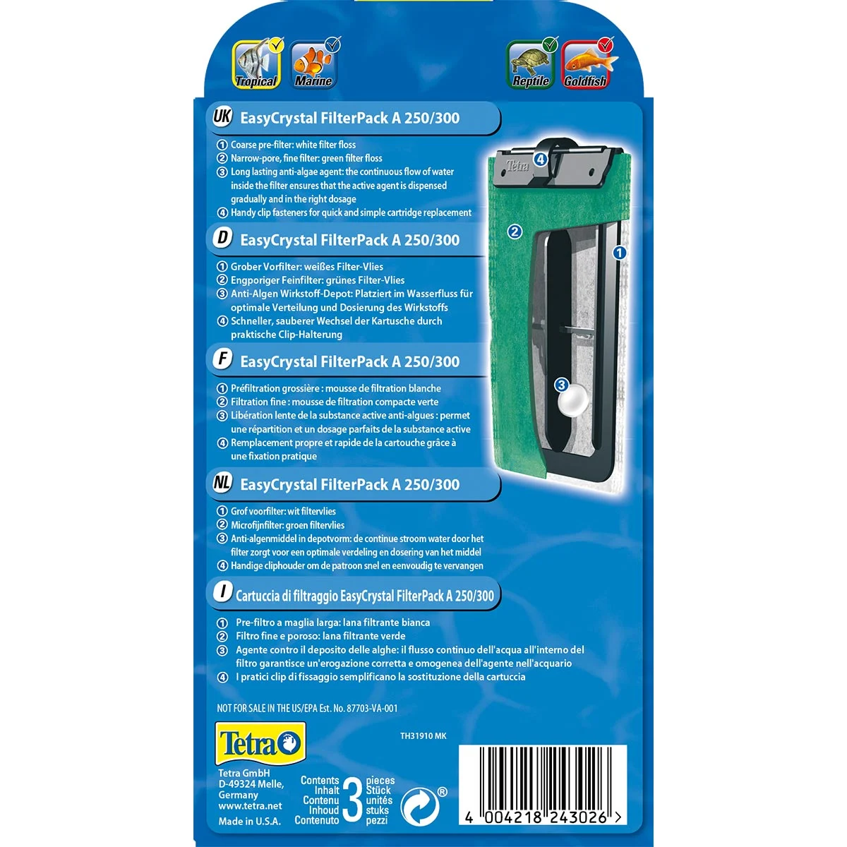 Tetra EasyCrystal Filter Pack A250/300 mit AlgoStop Depot