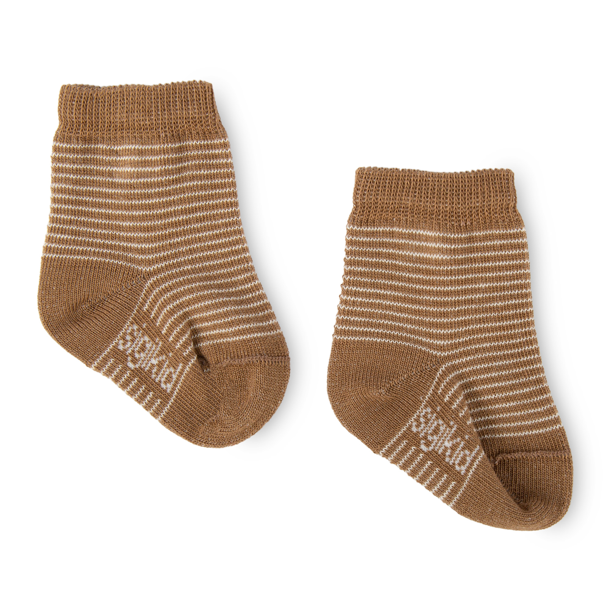 Baby Socken im 2er-Set, beige/beige geringelt