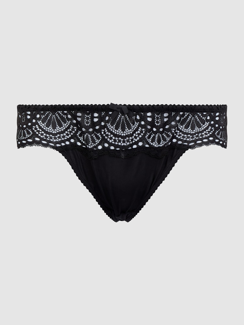 String aus Mikrofaser und Spitze Modell 'Aurora' in schwarz