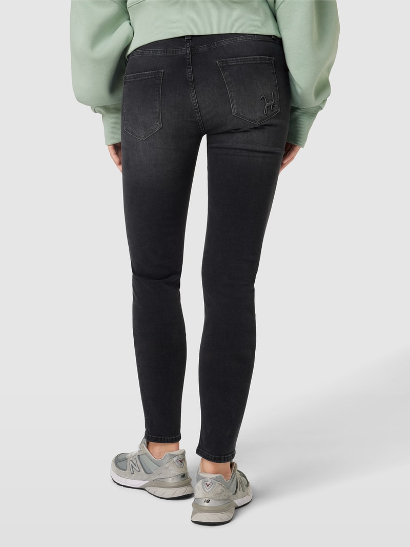 Slim Fit Jeans mit Label-Stitching in anthrazit