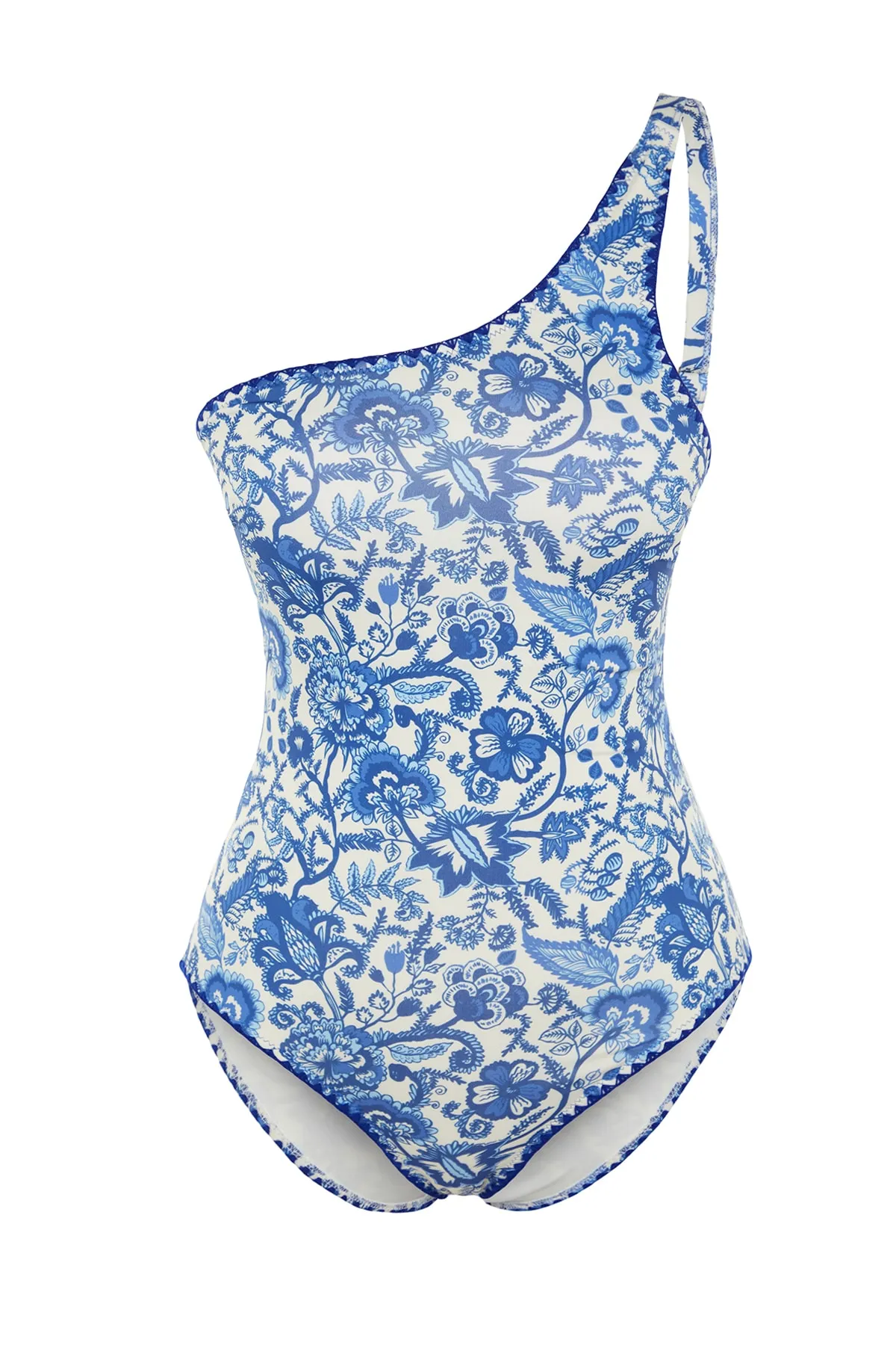 Trendyol Collection  Badeanzug mit Blumenmuster, einer Schulter und Stickereien, normaler Beinlänge TBESS23MA00343