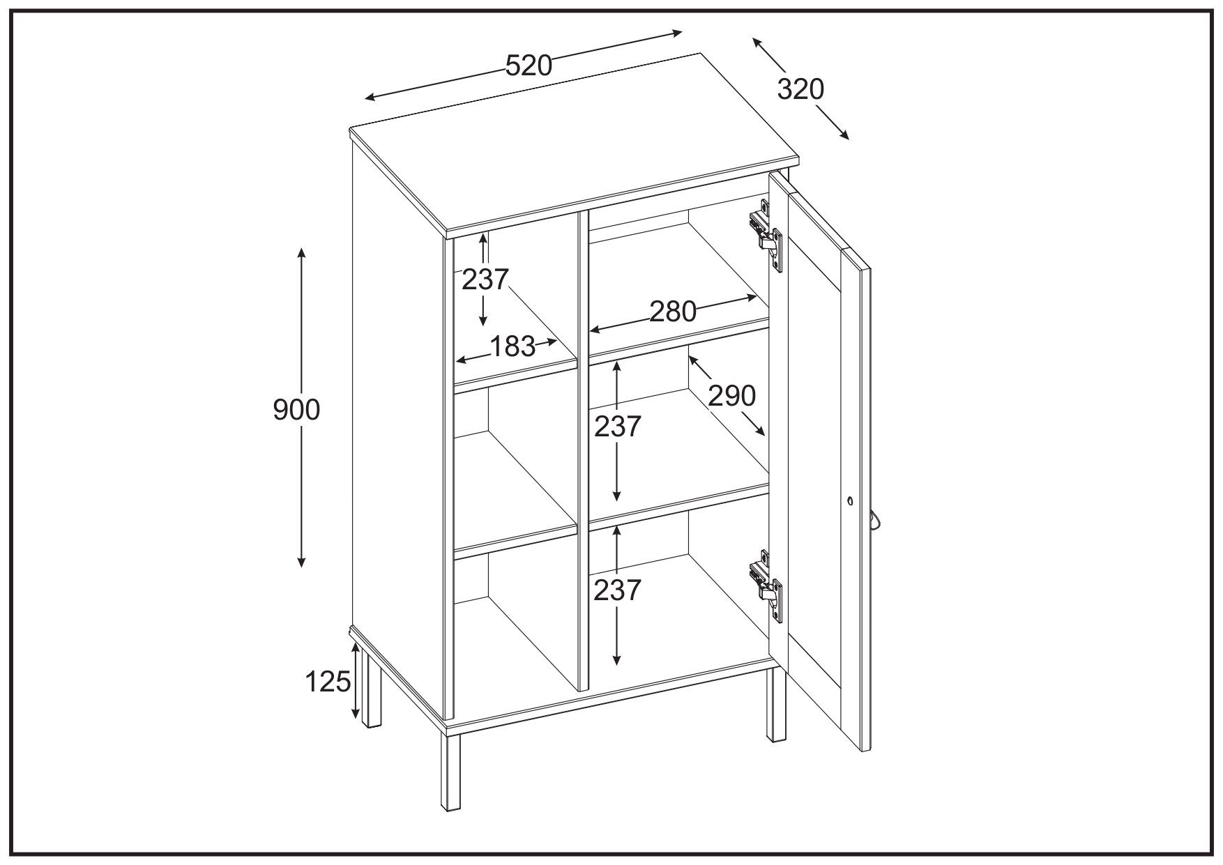 Woodroom Regal Valencia, Kiefer massiv lackiert, BxHxT 52x90x32 cm
