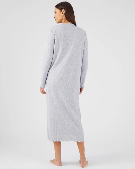 Chemise de nuit maille interlock côtelée douce et souple