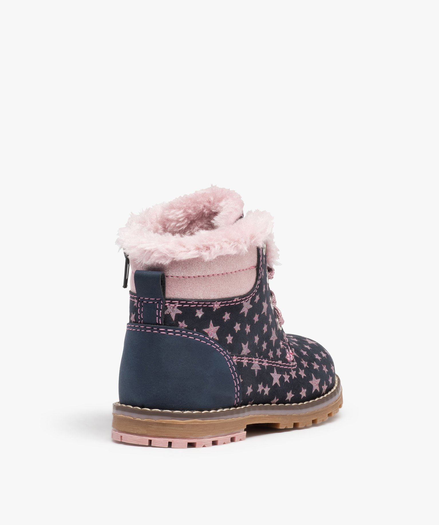 Boots fourrées fille style montagne à étoiles pailletées bleu | GEMO