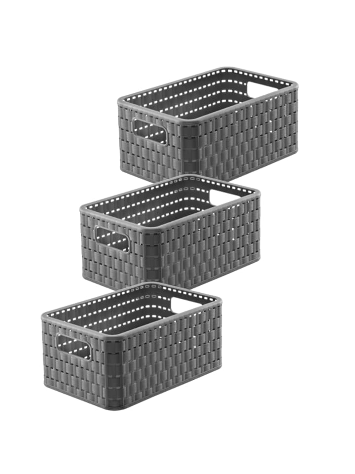 Rotho Country 3er-Set Aufbewahrungskörbe 6l in Rattan-Optik in Anthrazit günstig kaufen onesize