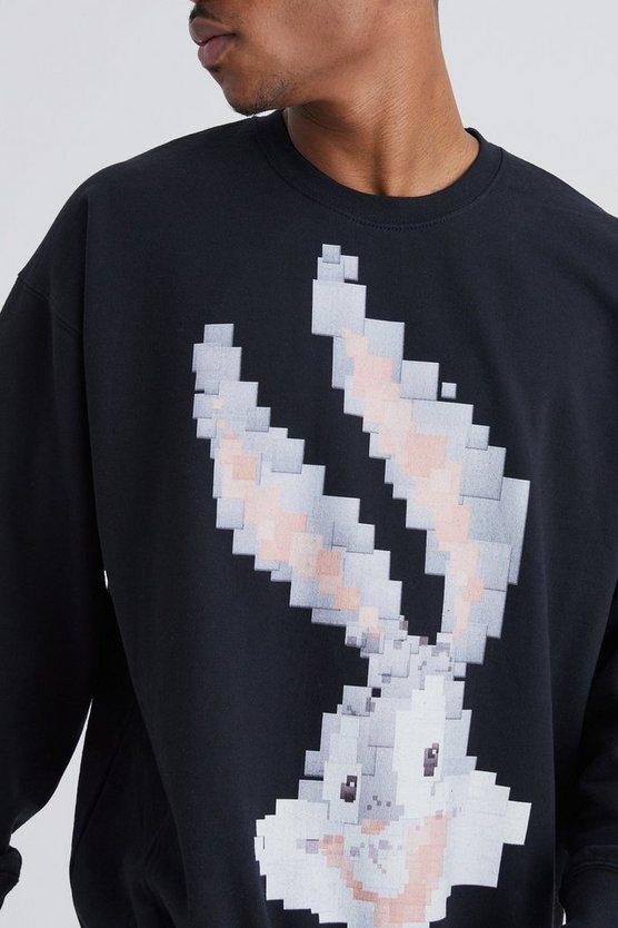Oversize Sweatshirt mit lizenziertem Pixel Bugs Bunny Print