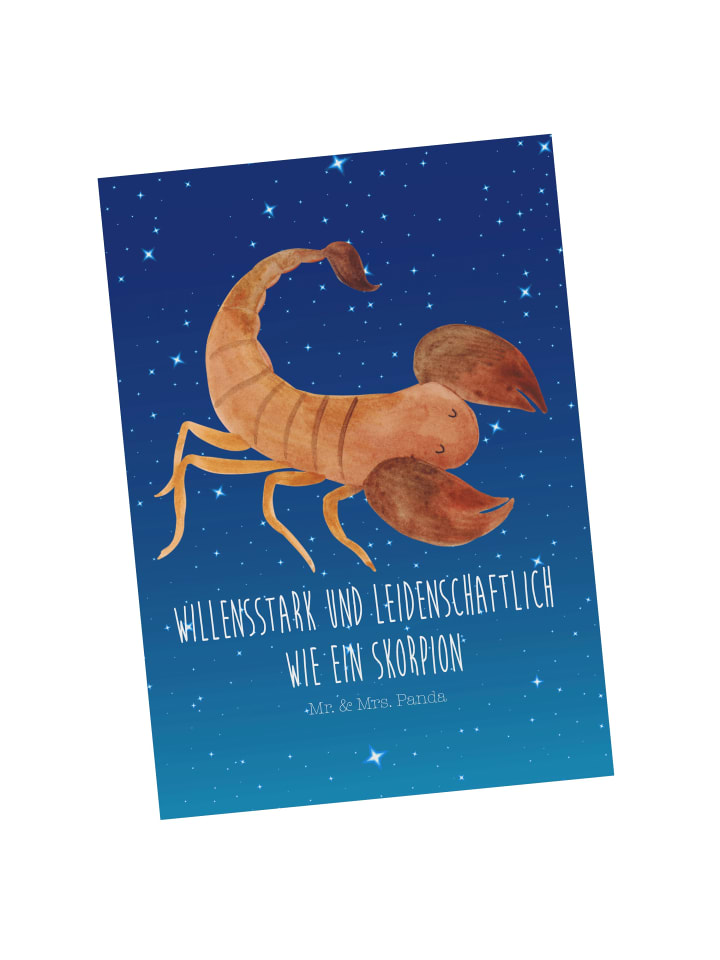 Mr. & Mrs. Panda Postkarte Sternzeichen Skorpion mit Spruch in Sternenhimmel Blau günstig kaufen onesize