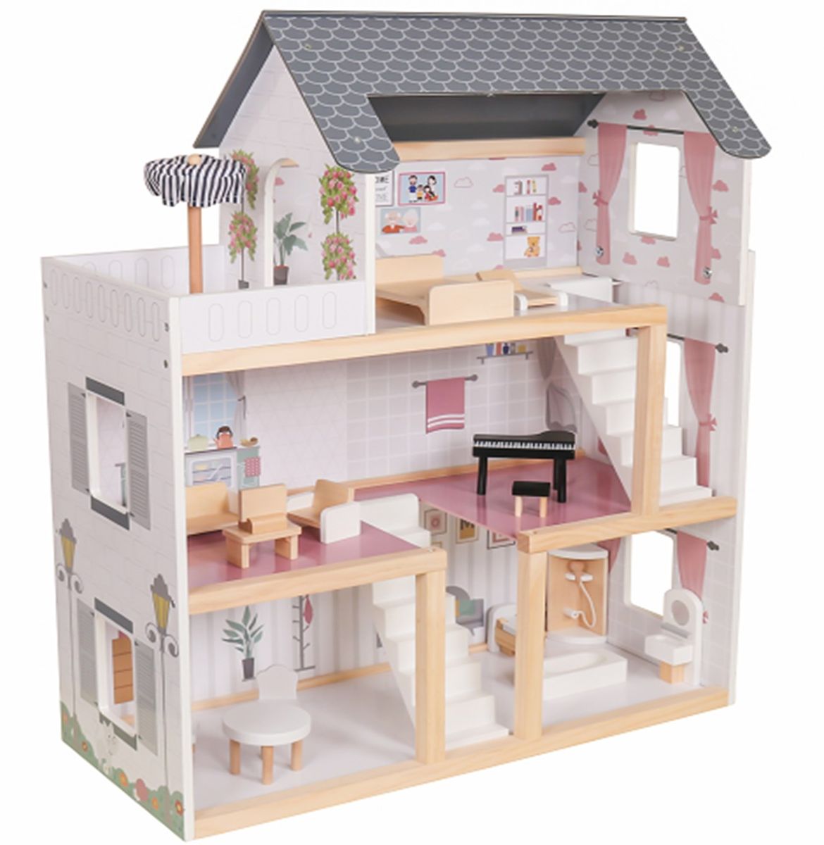 Coemo Puppenhaus Lara Villa möbliert 3 Etagen