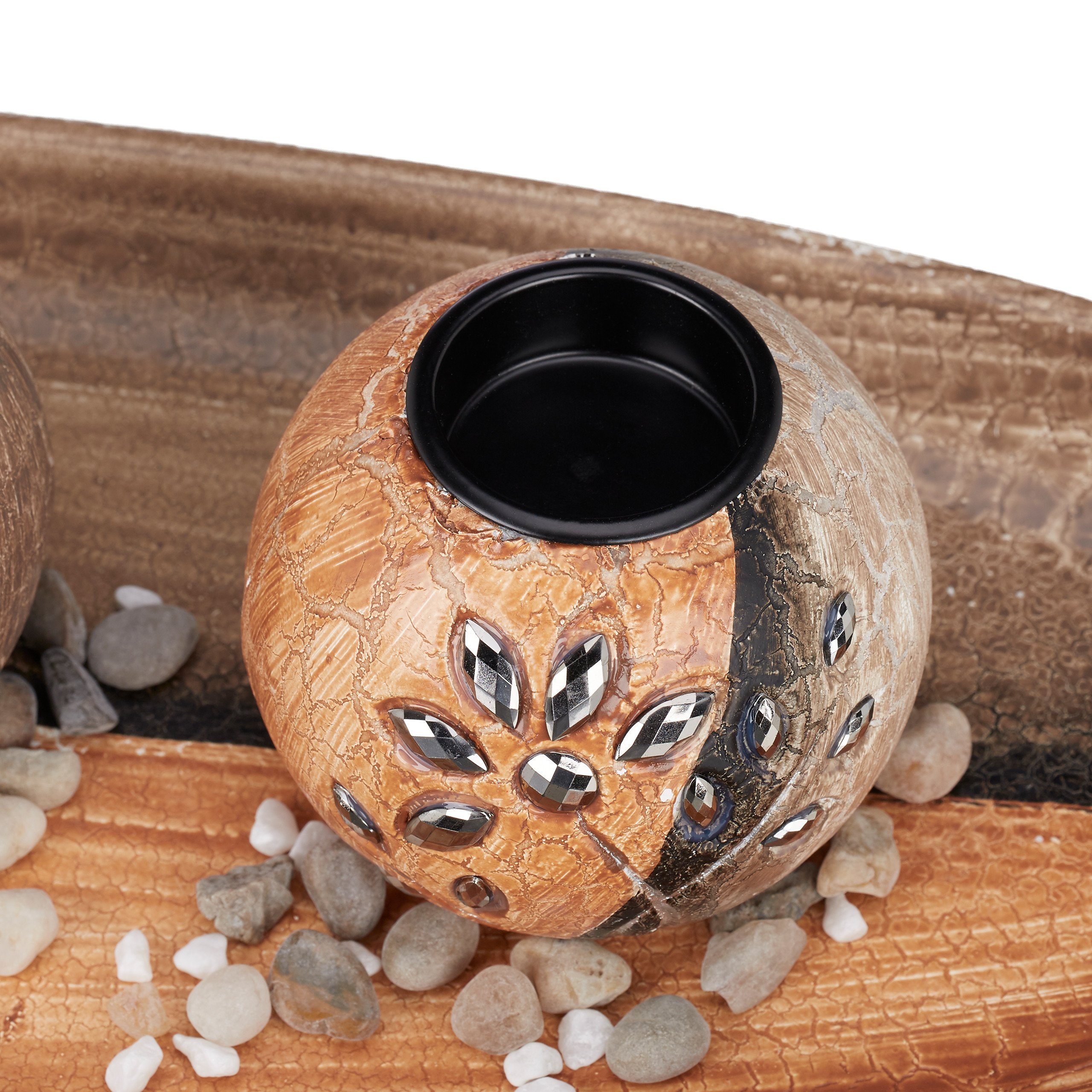 relaxdays Teelichthalter Teelichthalter Set mit Schale