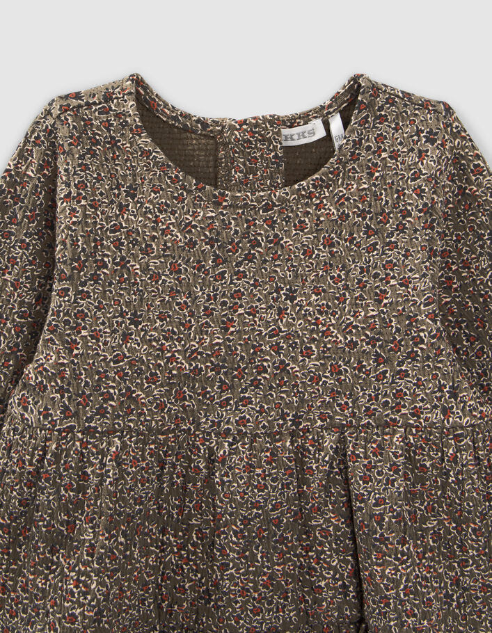 Robe kaki imprimé léopard floral bébé fille