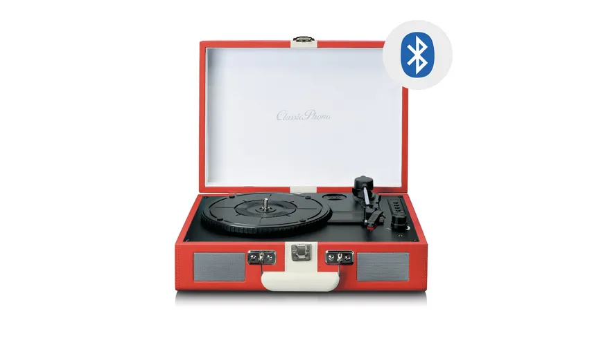 Classic Phono TT-110RDWH Koffer-Plattenspieler rot