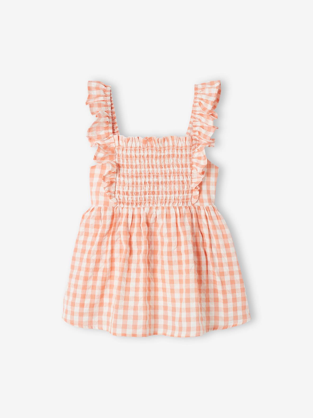 Blouse smockée à bretelles volantées fille vert