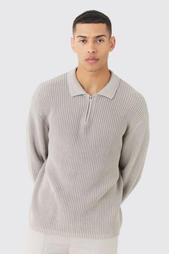 Strickpullover mit 1/4 Reißverschluss und Trichterkragen