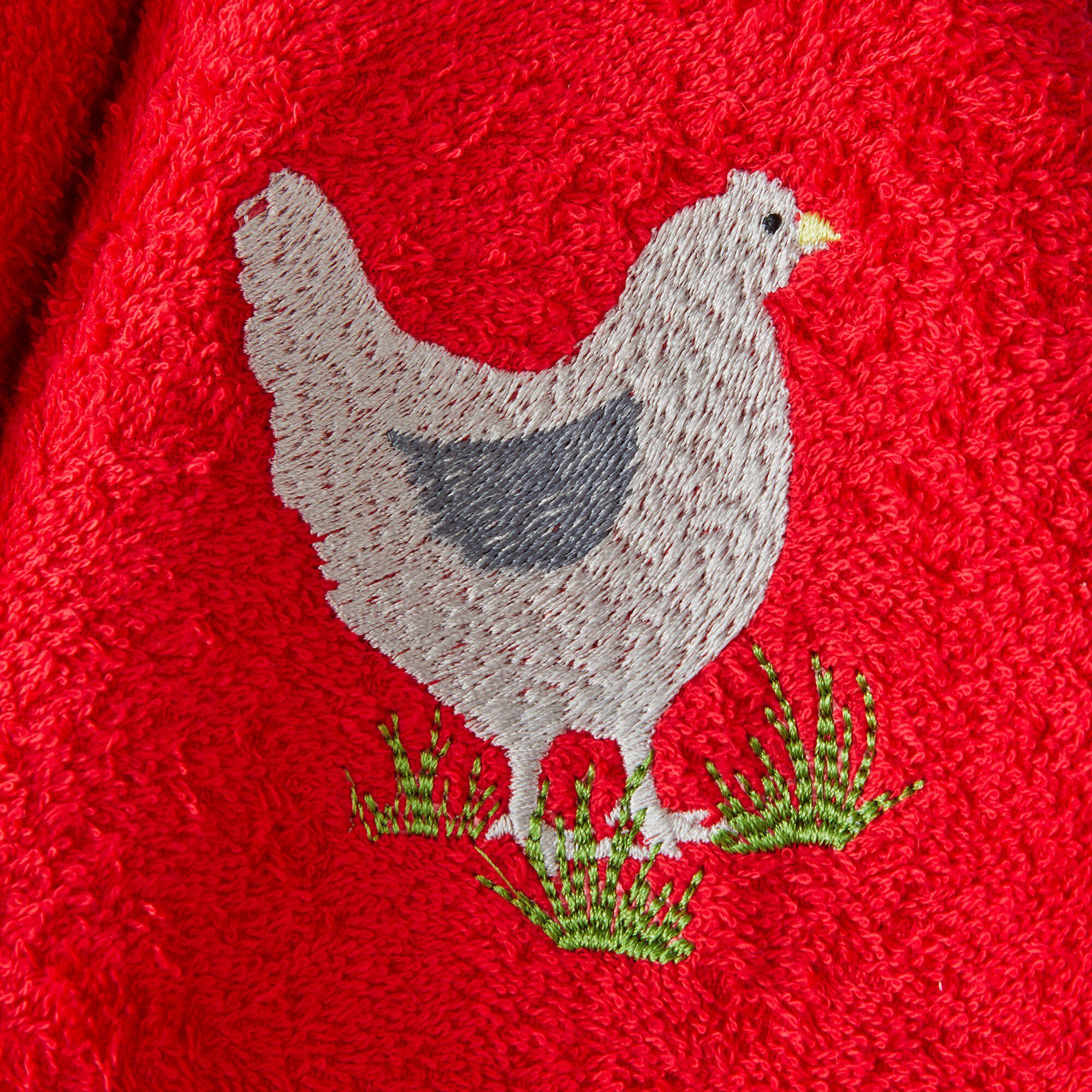 Torchons rond éponge brodée poule