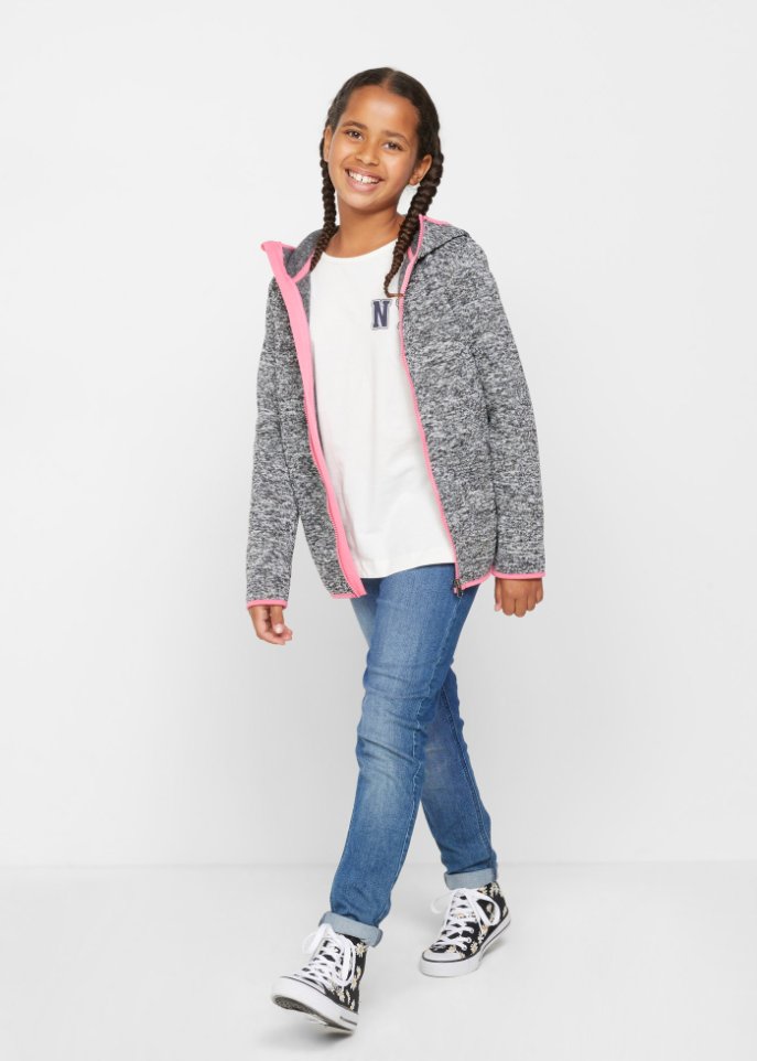Mädchen Thermo-Strickfleecejacke mit Kapuze