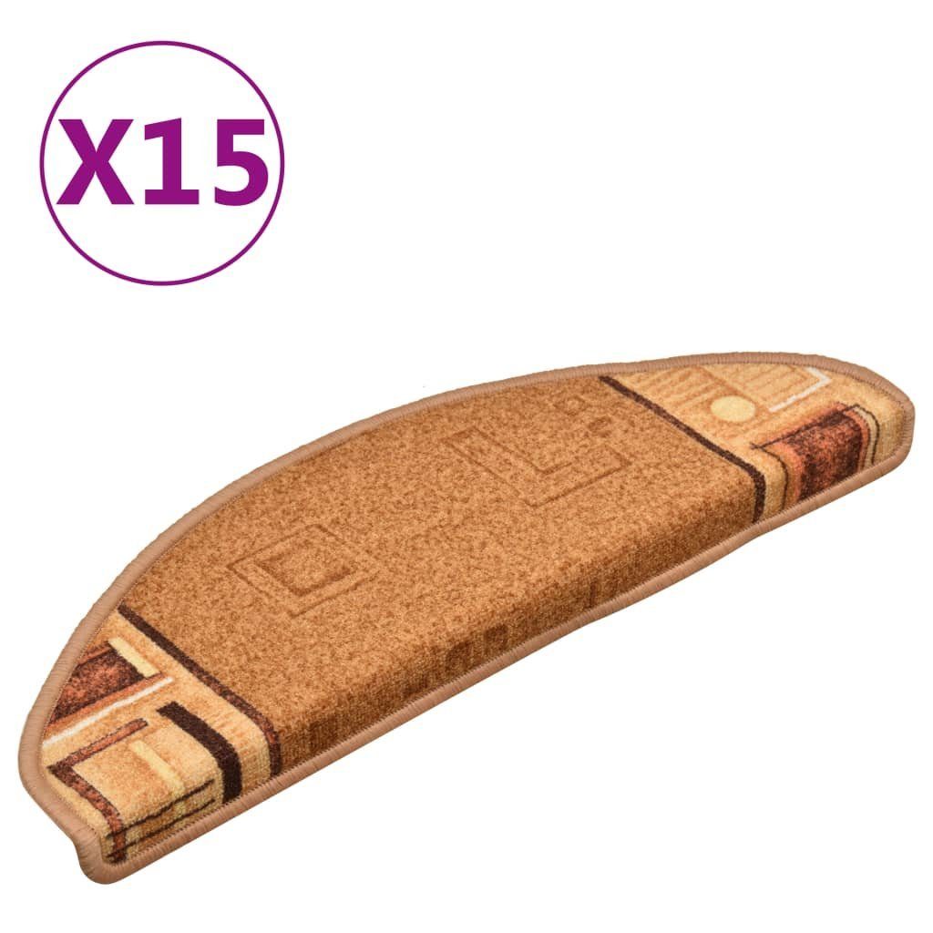 Stufenmatte Treppenmatten Selbstklebend 15 Stk. Beige 65x21x4 cm, vidaXL, Rechteckig, Höhe: 4 mm