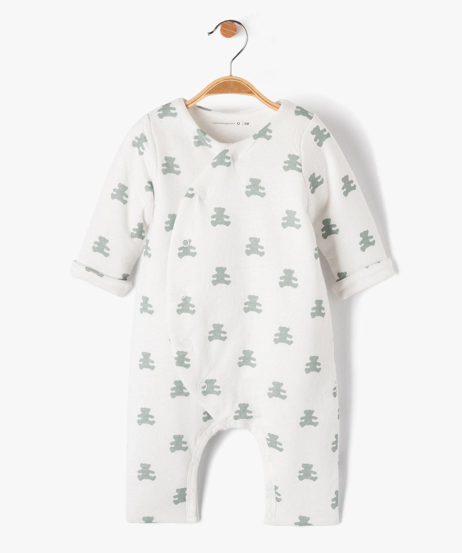 Pyjama bébé à ouverture croisée - LuluCastagnette blanc | GEMO