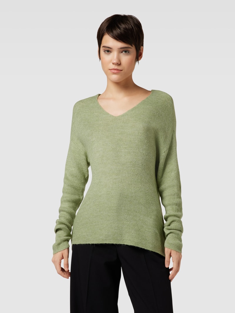 Strickpullover mit Strukturmuster Modell 'CREWLEFILE' in schilf
