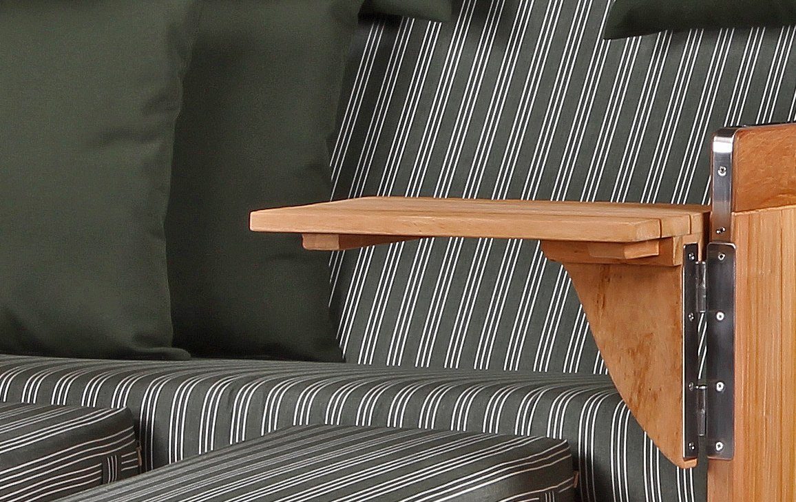 bene living Strandkorb Königssee 2,5-Sitzer Teak - PE shell - Modell 504, BxTxH: 142x95x170 cm, Volllieger ca. 175 Grad, Ostsee-Strandkorb, inkl. Liftersystem und Bullaugen