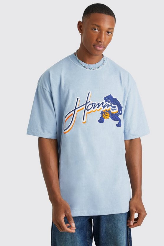 Oversize Homme T-Shirt mit Applikation