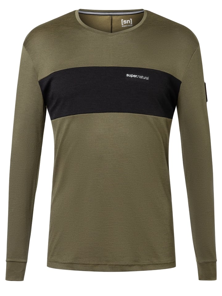 super.natural Merino Fahrradtrikot M GRAVIER LS in olivgrün-schwarz günstig kaufen