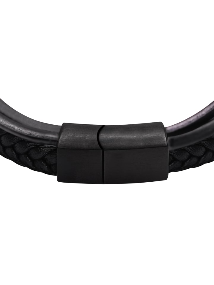 Steel_Art Herrenarmband Lederarmband Joris in schwarz günstig kaufen