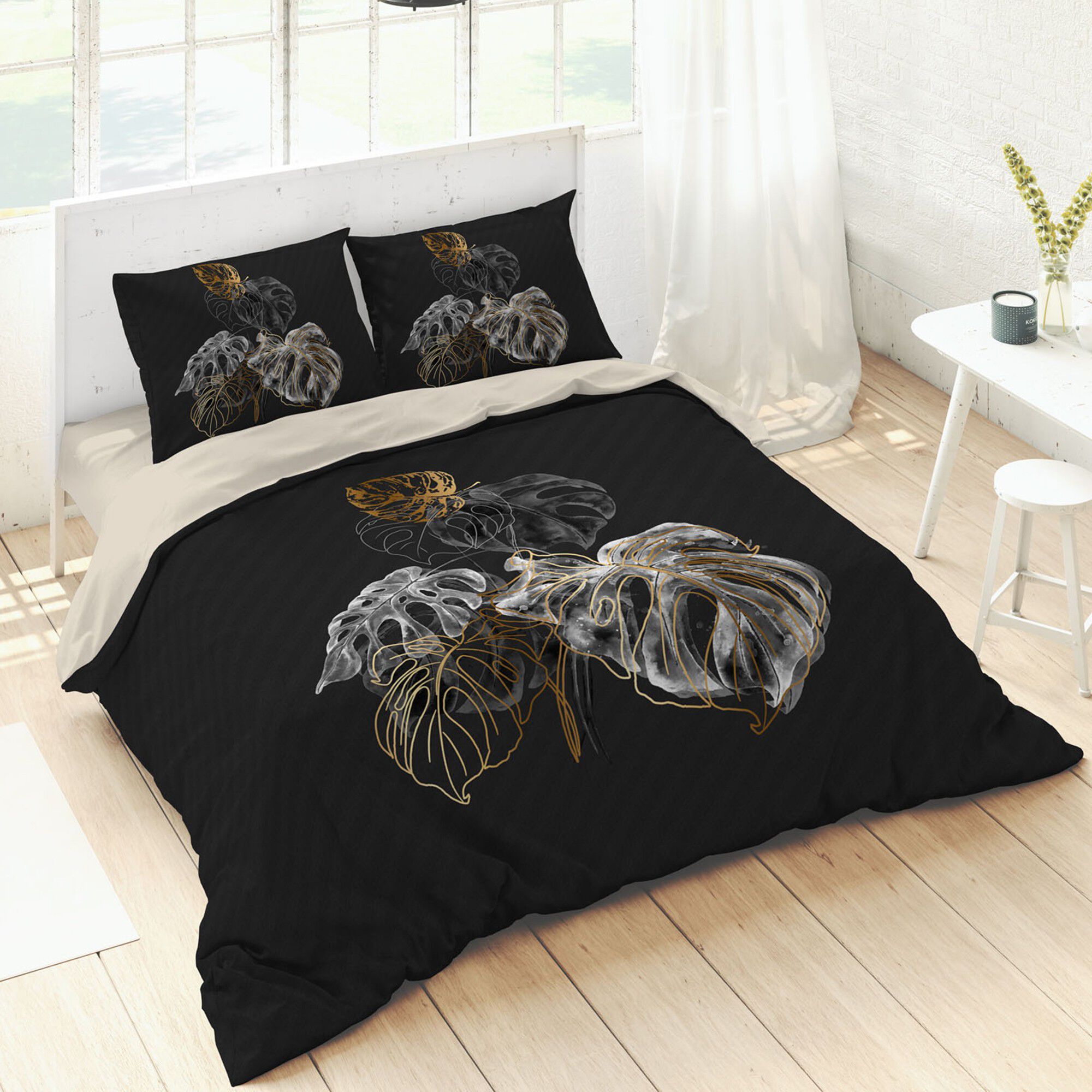 Linge de lit Ginkgo coton motif feuilles
