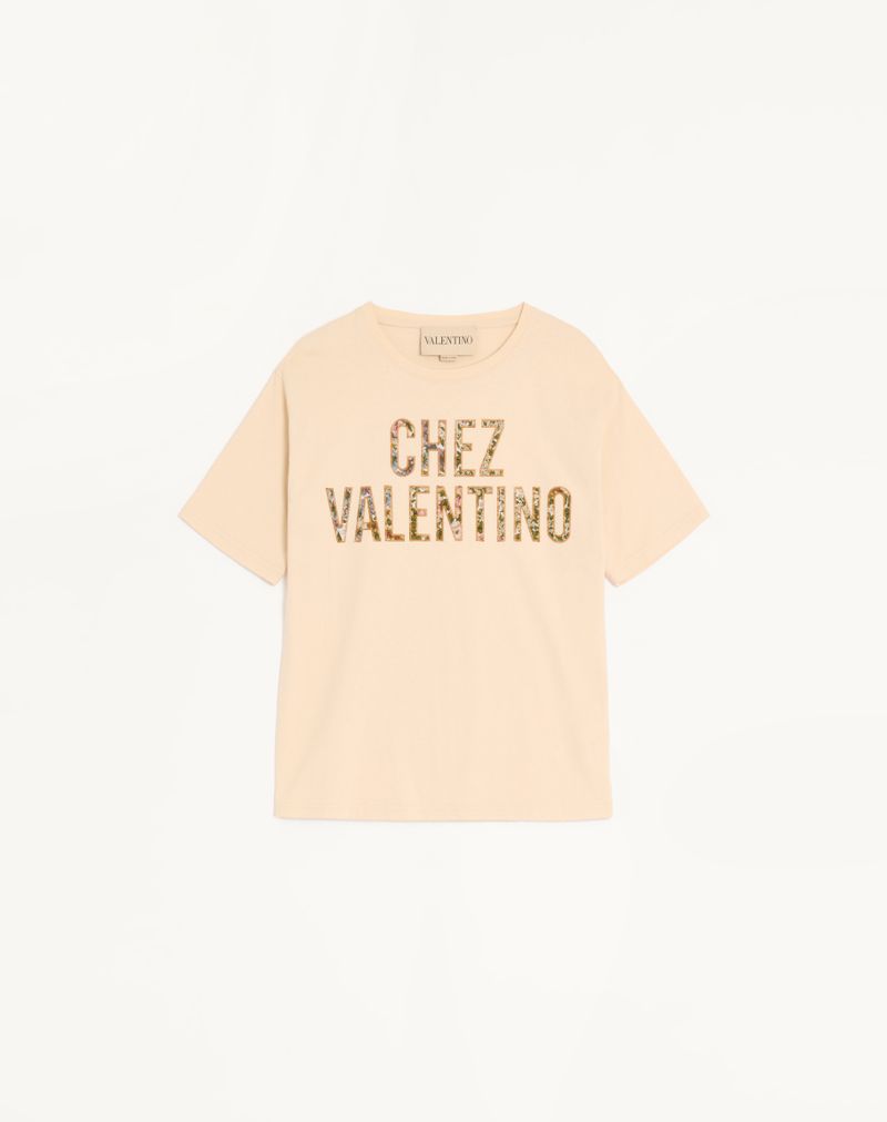 Camiseta de algodão bordada