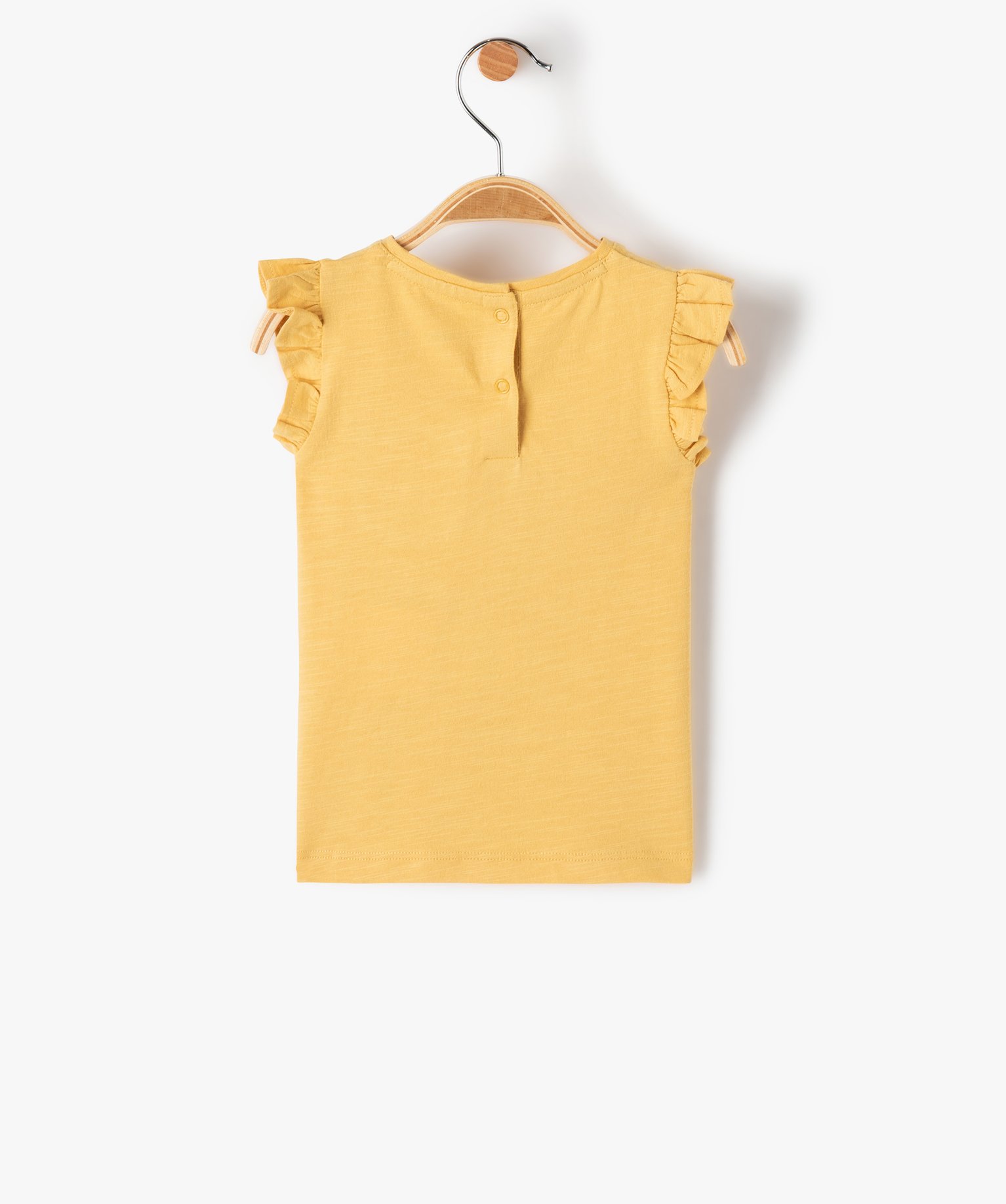 Tee-shirt bébé fille sans manches à volant et poche en cr... jaune | GEMO