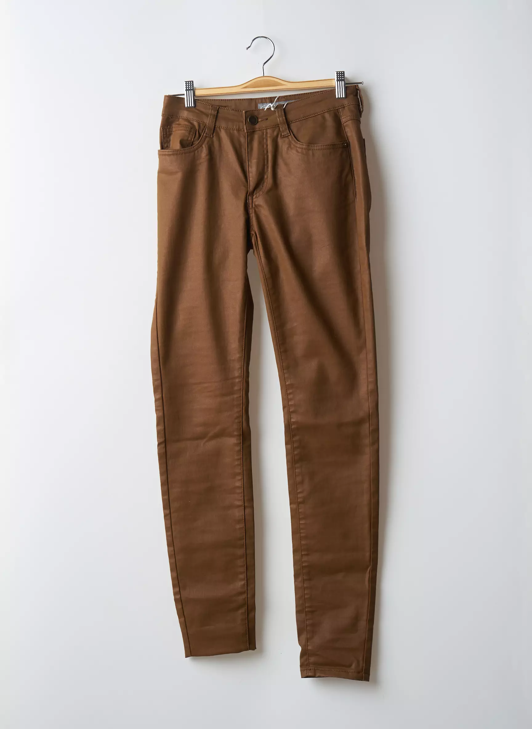 Geisha Pantalons Slim Femme couleur marron