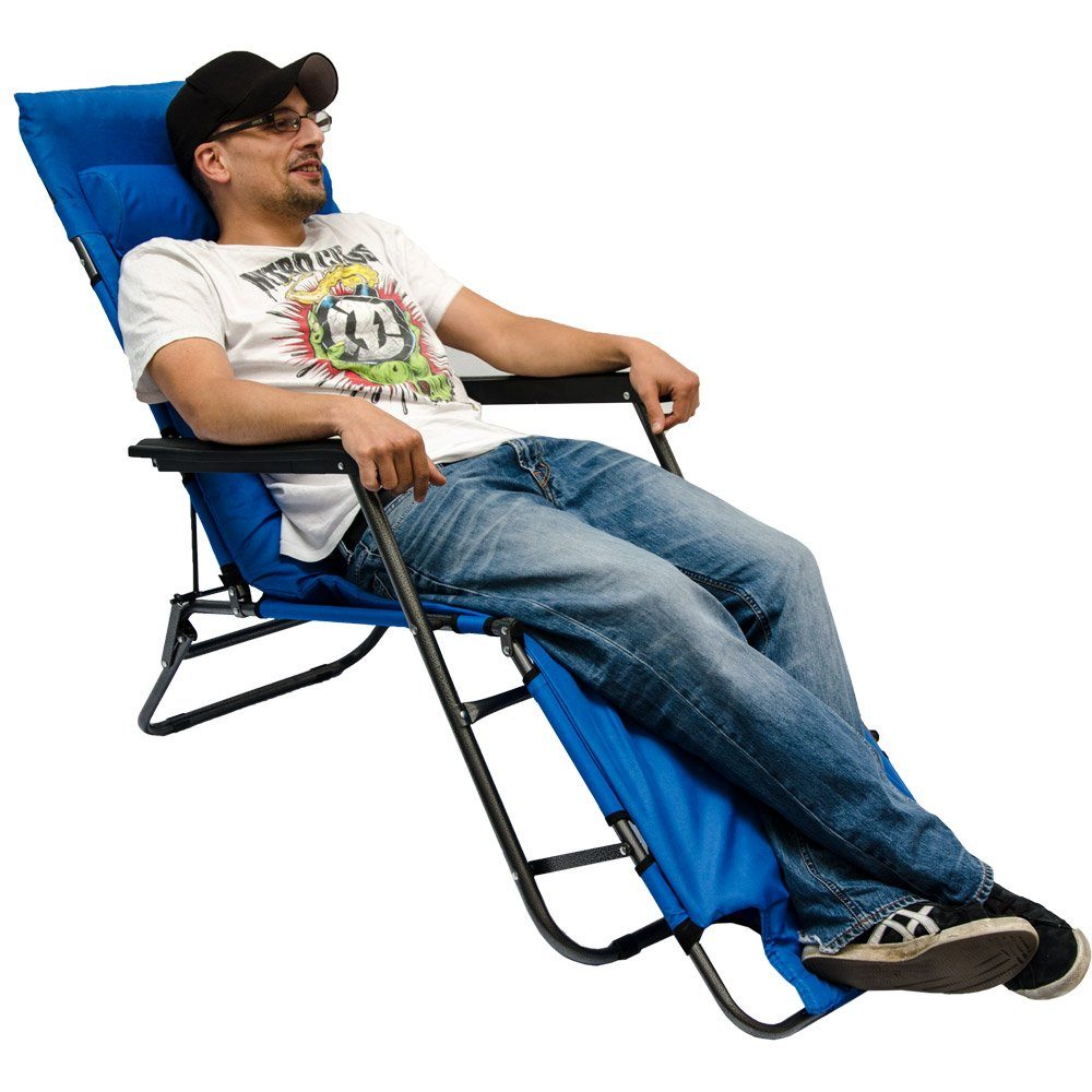 AMANKA Campingstuhl Campingstuhl Liegestuhl Freizeitliege Sonnenliege, Liege incl. Auflage 178cm Blau