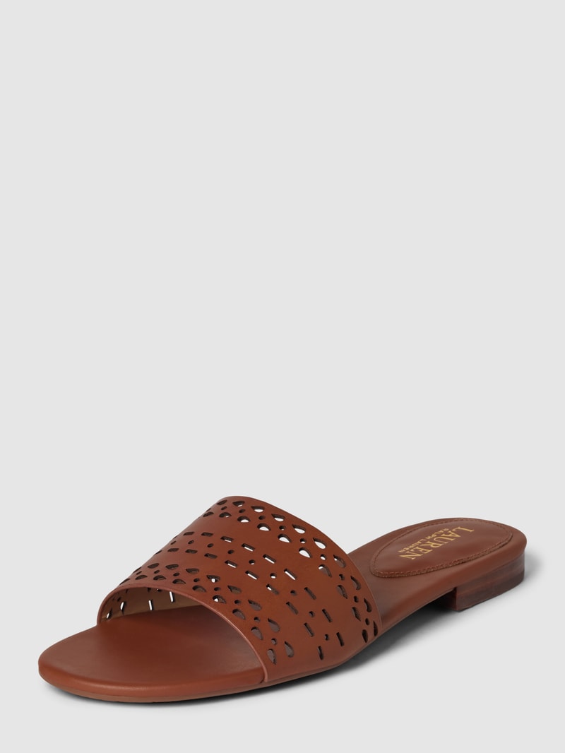 Slides mit Label-Detail Modell 'ANDEE' in cognac