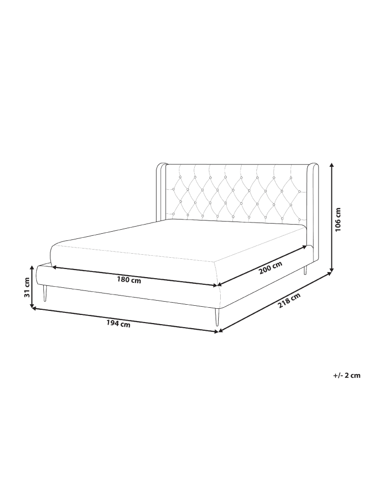 Beliani Doppelbett FORBACH in Beige/Gold - (W) 194 x (H) 106 x (L) 218 cm günstig kaufen onesize