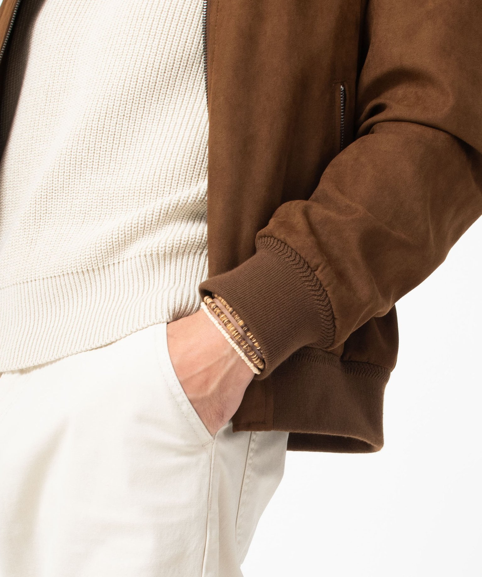 Pantalon 5 poches en coton stretch homme ecru | GEMO