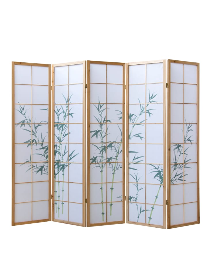 Homestyle4u 5-tlg. Paravent Shoji in Braun Bambusmuster 220x175 cm günstig kaufen onesize