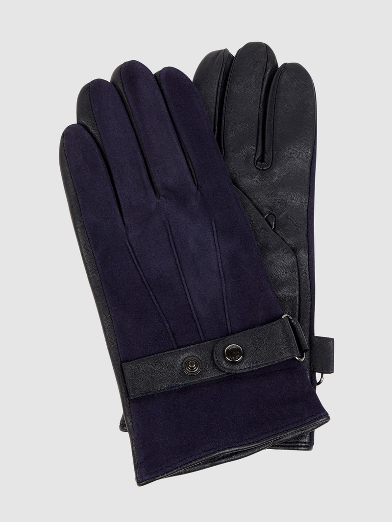 Handschuhe aus Leder mit Wollfutter in dunkelblau