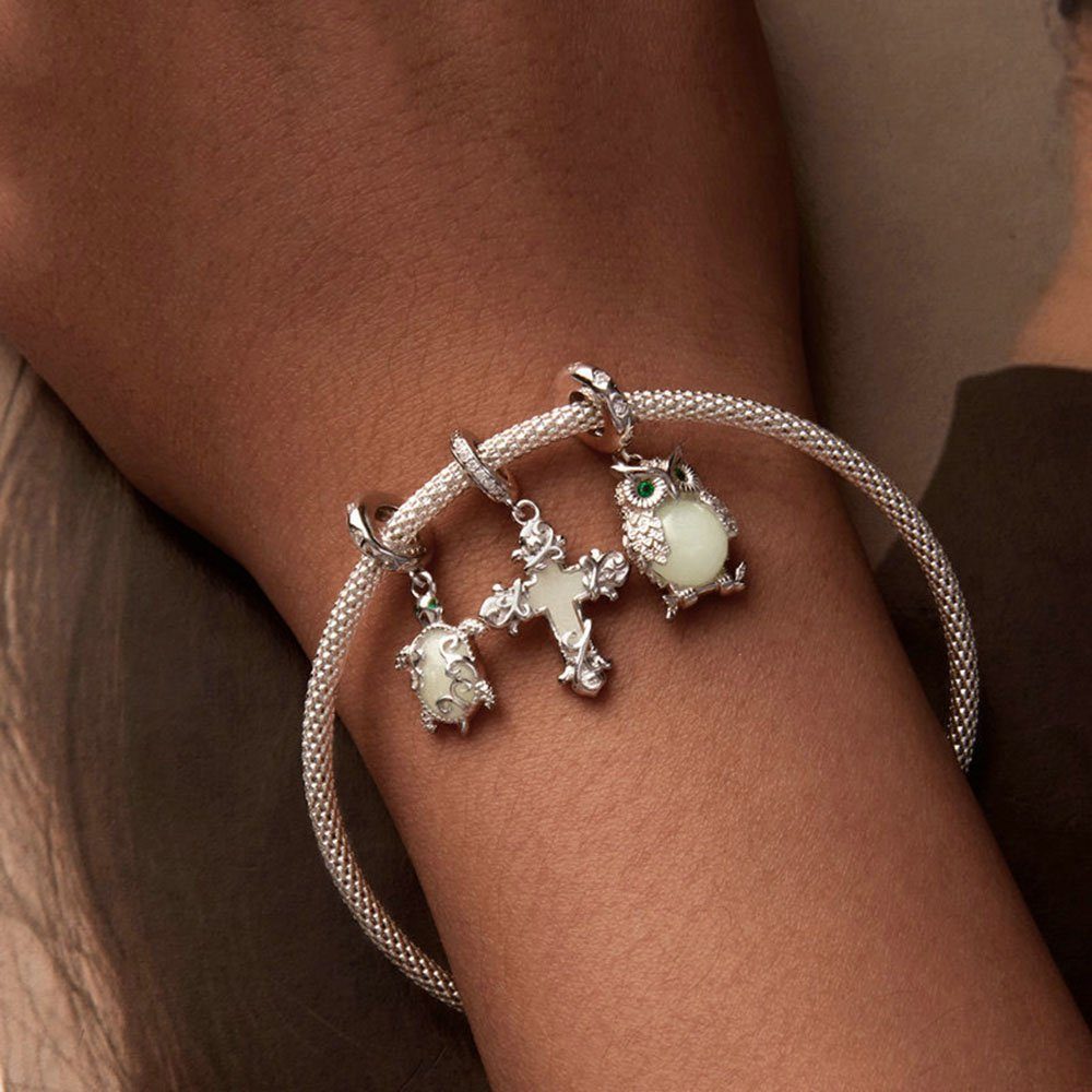 POCHUMIDUU Bead 925 Sterling Silber Leuchtstein Schildkröte diy Anhänger Zubehör (1-tlg., Perlen für Armbänder und Halsketten), Geschenke für liebe Menschen