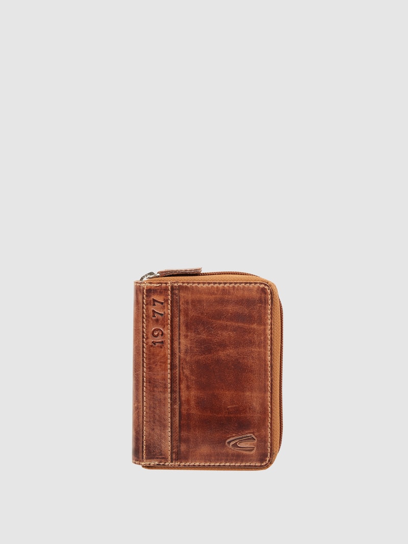 Portemonnaie aus Leder im Retro-Look in mittelbraun