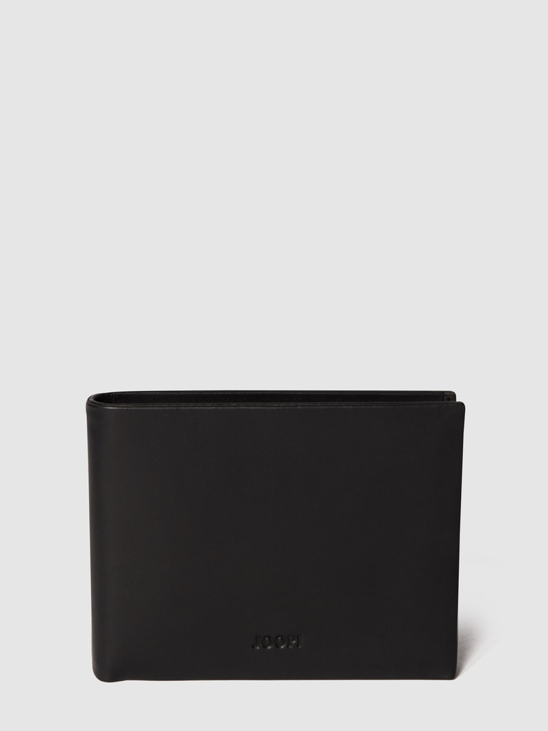 Geldbörse aus Leder mit Logo-Prägung in schwarz