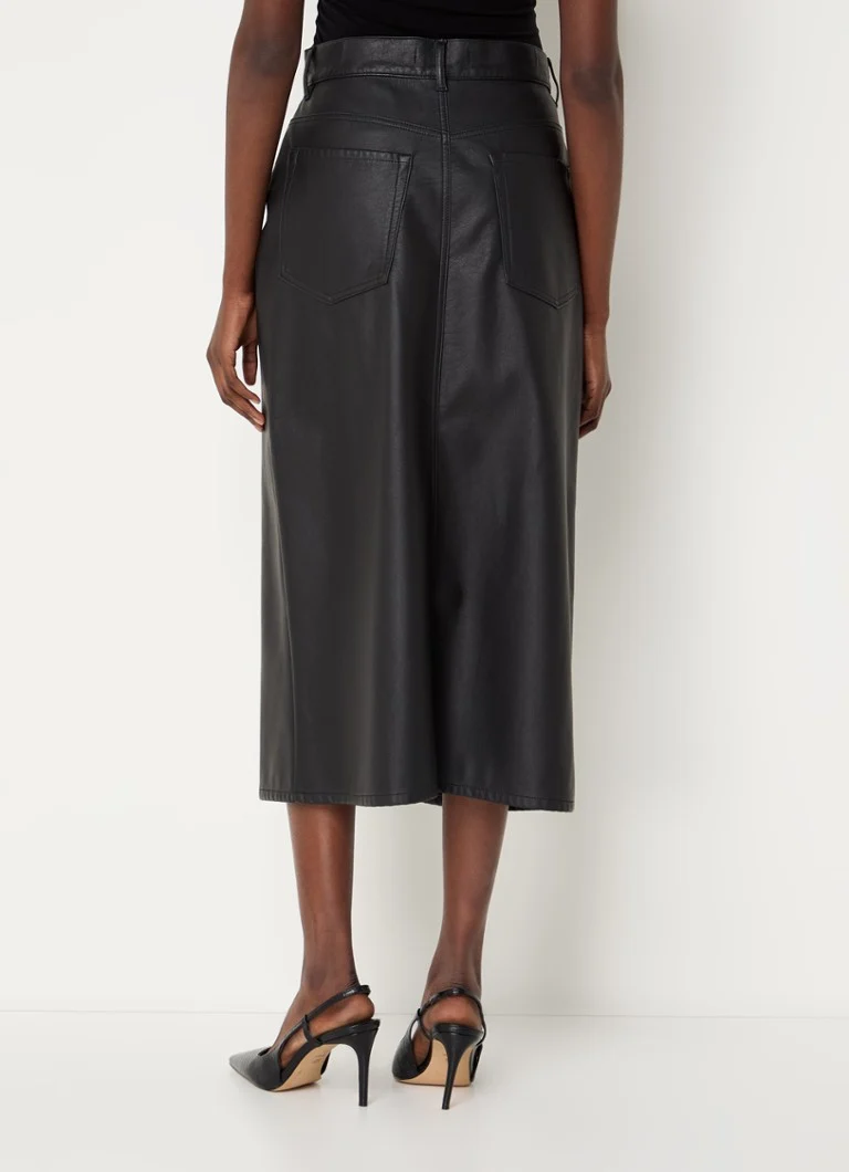 Fusta midi din imitatie piele MaxMara Canga