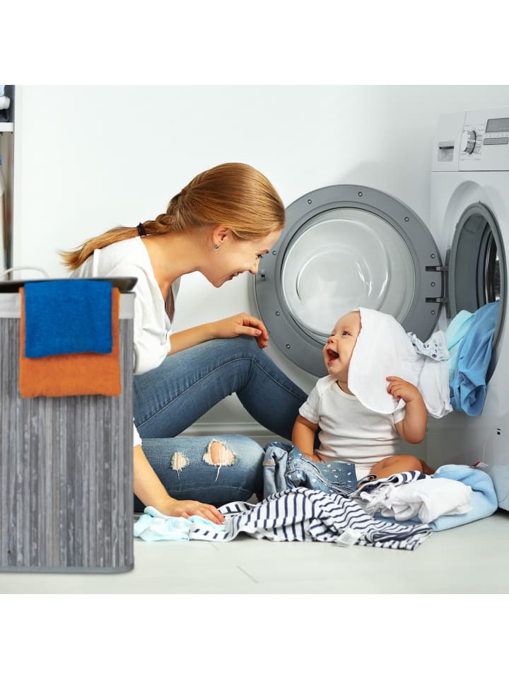 relaxdays Wäschekorb in Grau - (B)55 x (H)63 x (T)35 cm günstig kaufen onesize